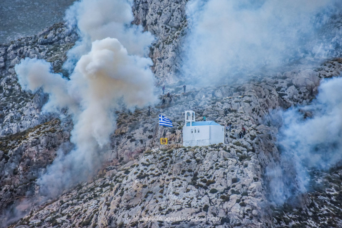 Throwing dynamite on Greek Easter in Kalymnos